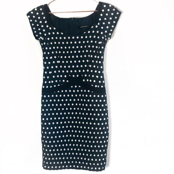 EUC Nanette Lepore Black Polka Dot Bodycon Dress 0 - Picture 1 of 8
